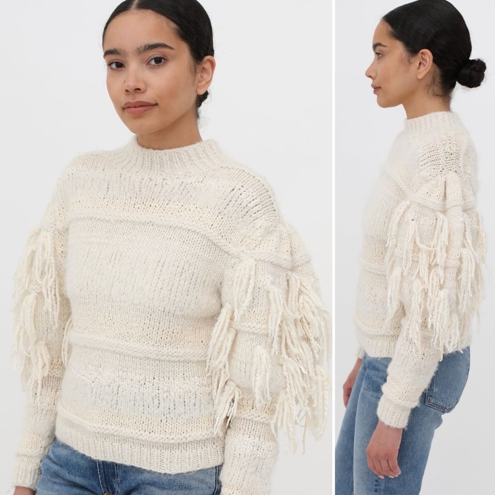 Ulla Johnson Delma Fringe Pullover Sweater Cream Ivory Tassel Knit Size P / XS - Picture 4 of 16